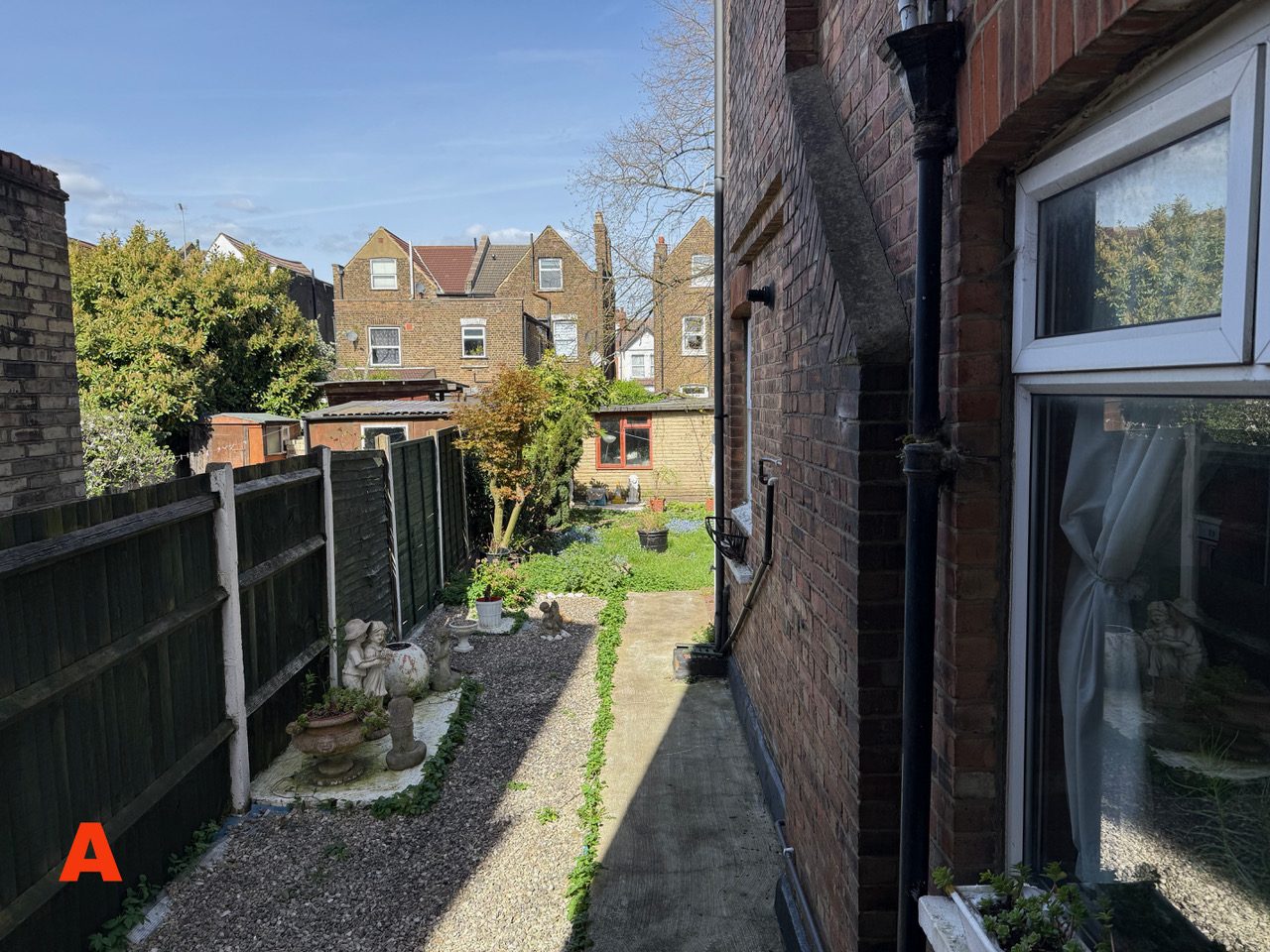 Side return at [REDACTED] near the Living Room French Doors, labelled A